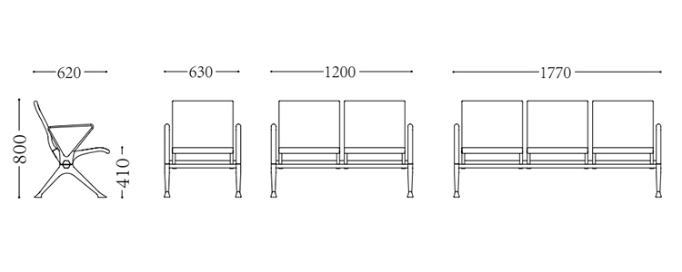 PU機場(chǎng)椅/等候椅/排椅 -SJ9075(圖2) undefined